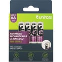 4 Акумулаторни батерии АА Uniross Li-Ion 1.5V 1500 mAh - USB - Type C