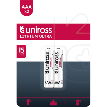 Литиеви батерии Uniross ААА FR3 Ultra Lithium AAA - 2 батерии