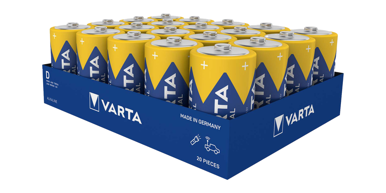 20 броя алкални батерии LR20 - D Varta Industrial Pro D
