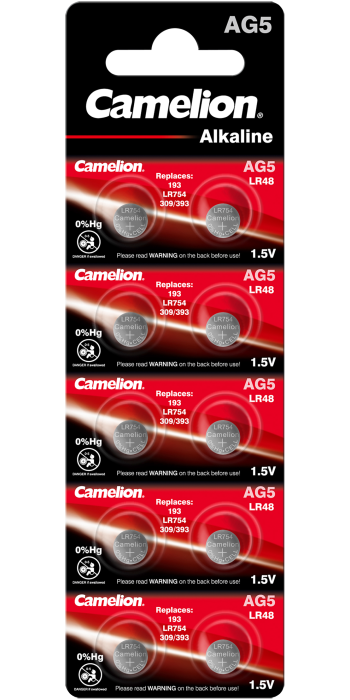Алкални батерии AG5 / LR48 / LR754 / 393 / BP10